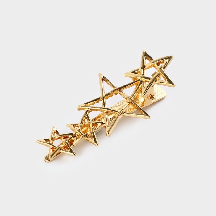 Заколка новогодняя &laquo;Верь в мечту&raquo; на Новый год, звездочки, цвет золото, 6,5 х 3 см