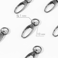 Карабин металлический, 38 &times; 12 мм / 10 &times; 1 мм, 6 шт, цвет чёрный никель