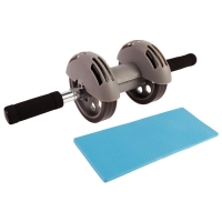 Ролик для пресса ONLYTOP, с возвратным механизмом, 2 колеса, с ковриком Ролик для пресса ONLYTOP, с возвратным механизмом, 2 колеса, с ковриком