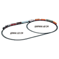 Железная дорога &laquo;Товарный поезд&raquo;, с 9 вагонами, работает от батареек, свет