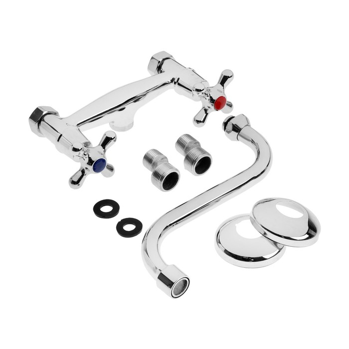 Смеситель для кухни ZEIN Z27380101, настенный, кран-букса латунь 1/2", хром