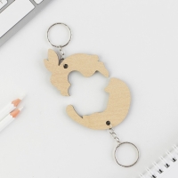 Брелок для ключей парный &laquo;Заяц и кот&raquo;, деревянный, 5,6 х 3,2