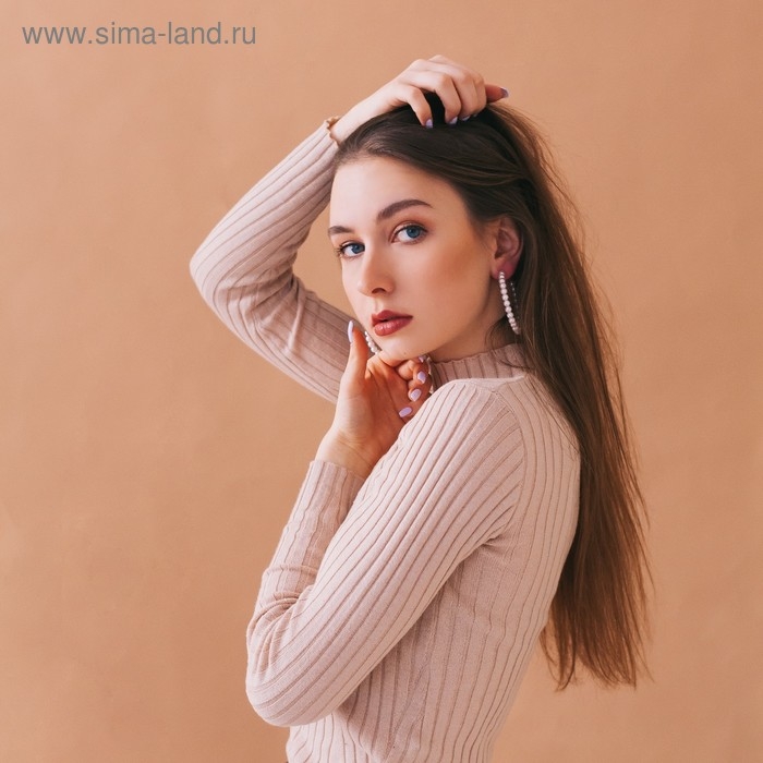 Серьги-кольца &laquo;Нежность жемчуга&raquo; кольца средние, цвет белый в золоте, d=5,5 см