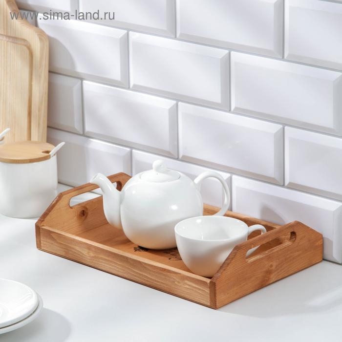 Поднос деревянный с декором, с покрытием, 30&times;20&times;6,5 см, сосна