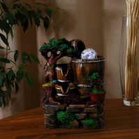 Фонтан "Кадки под деревом" 13,5х18х27 см (с подсветкой)