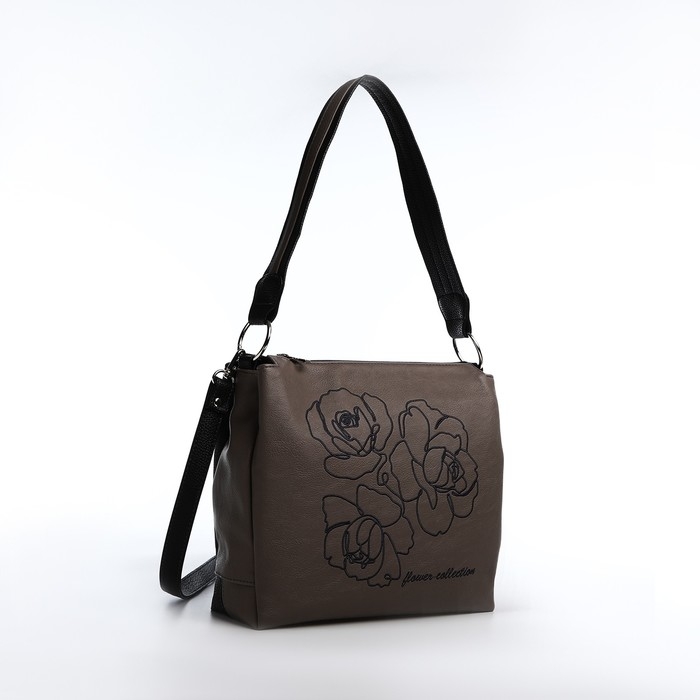 Сумка женская Сумка женская "Золотой Дождь" на молнии, цвет коричневый/чёрный