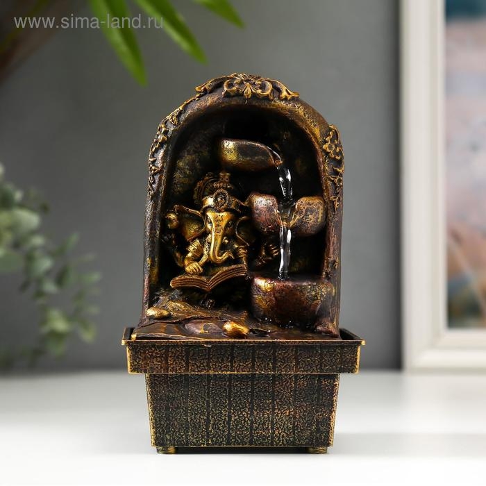 Фонтан настольный от сети Фонтан настольный от сети "Ганеша с книгой у водопада" 20х12,5х12,5 см