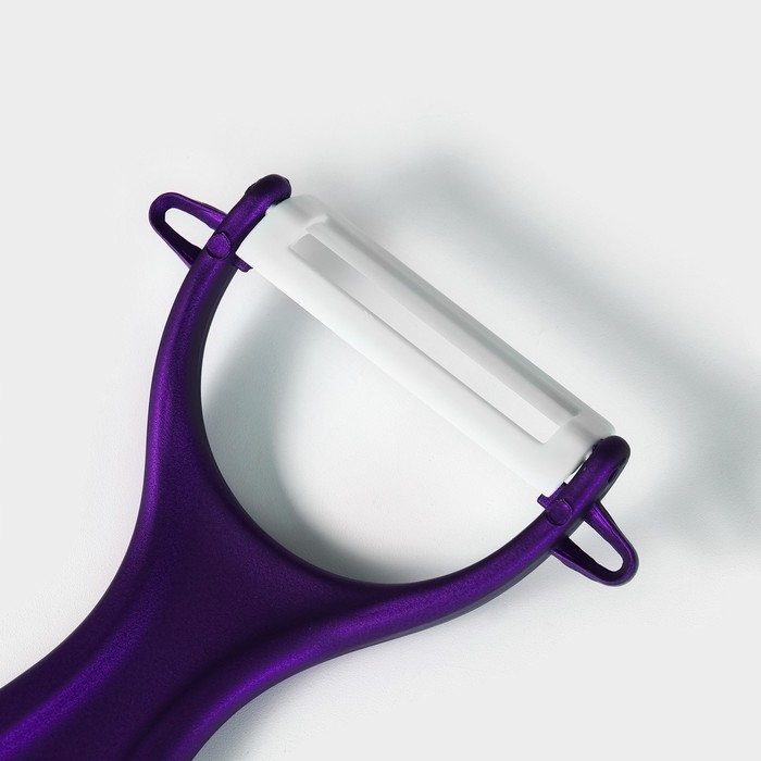 Набор кухонный &laquo;Изгиб&raquo;, 5 предметов: ножи 7,5 см, 10 см, 13 см, 15 см, овощечистка, на подставке, цвет фиолетовый