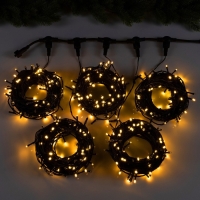 Гирлянда &laquo;Клип-лайт&raquo; 5 нитей по 20 м, IP44, УМС, тёмная нить, 665 LED, свечение тёплое белое, мерцание всех светодиодов, 24 В