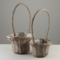 Набор корзин, 30 х 18/49 см, 24 х 15/45 см, 2 шт, серые, ива Набор корзин, 30 х 18/49 см, 24 х 15/45 см, 2 шт, серые, ива