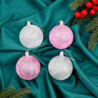 Набор шаров пластик d-6 см, 4 шт "Глэдис туман" бело-розовый Набор шаров пластик d-6 см, 4 шт "Глэдис туман" бело-розовый