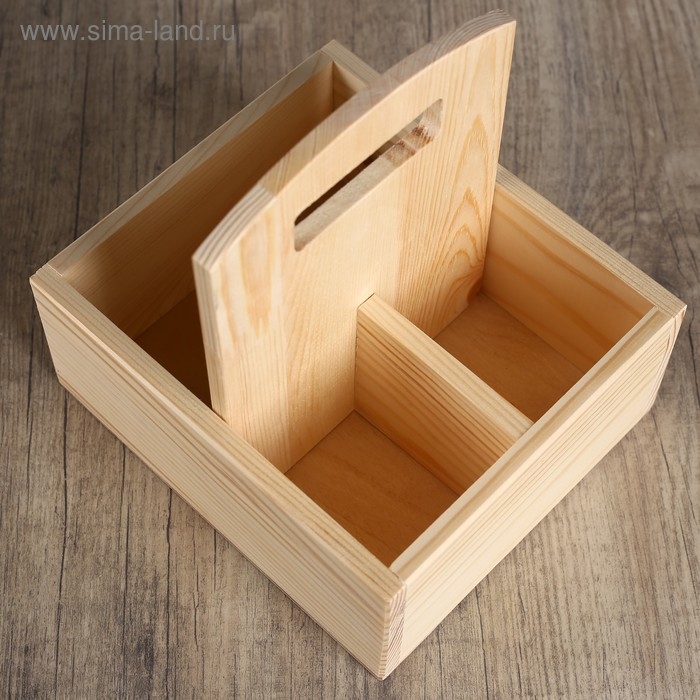 Подставка Подставка "Комбо" из СОСНЫ, с ручкой и 3мя отсеками, 19×17×8,5 см