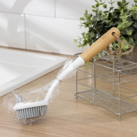 Щётка для посуды Доляна Meli, бамбуковая ручка, двухсторонняя, ворс TPR 1,8 см, 5&times;26,5 см