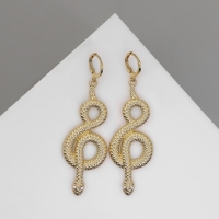 Новый год! Символ года 2025! Серьги металл &laquo;Змея&raquo; восемь, цвет белый в золоте