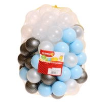 Набор шаров 100 штук, цвета: светло-голубой, серебро, белый перламутр, прозрачный, диаметр шара &mdash; 7,5 см