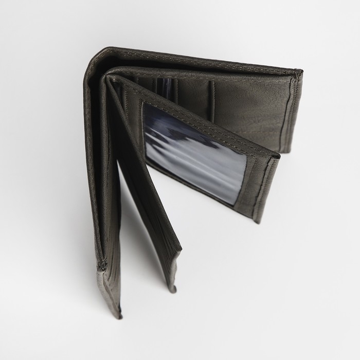Портмоне мужское без застёжки, 3 в 1, отдел автодокументов, паспорта, карт, купюр, цвет серый Портмоне мужское без застёжки, 3 в 1, отдел автодокументов, паспорта, карт, купюр, цвет серый
