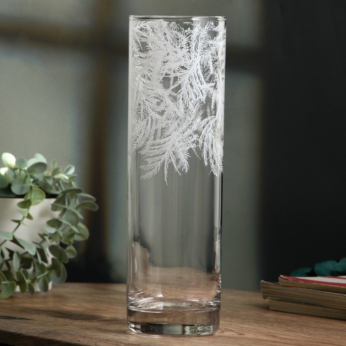 Ваза для цветов, новогодняя &laquo;Новый год: Ель&raquo; стеклянная, прозрачная, 26,3 см