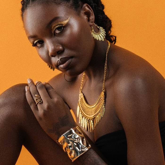 Браслет металл &laquo;Манжета&raquo; с выемками, цвет золото