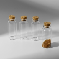 Набор баночек для хранения бисера, d = 3 &times; 7 см, 4 шт, в контейнере, 13,5 &times; 8,7 &times; 4 см