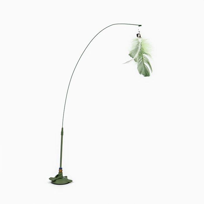 Игрушка дразнилка для кошек на присоске с пером «Котик», зелёный, 94 см Игрушка дразнилка для кошек на присоске с пером «Котик», зелёный, 94 см