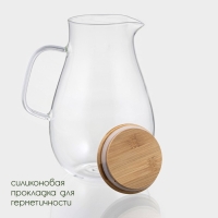 Кувшин для воды стеклянный с бамбуковой крышкой BellaTenero &laquo;Эко&raquo;, 1,8 л, 14,5&times;23 см