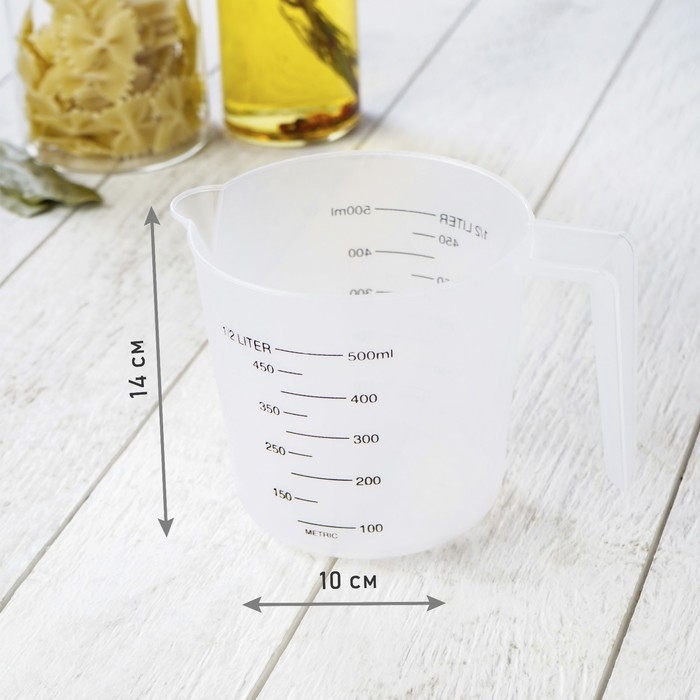 Стакан мерный Доляна, 500 мл, цвет белый Стакан мерный Доляна, 500 мл, цвет белый