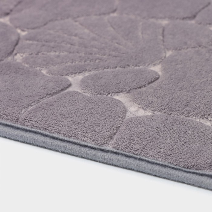 Коврики для ванной и туалета Доляна &laquo;Галька, ракушки&raquo;, 2 шт., 40&times;50 см, 50&times;80 см, серые