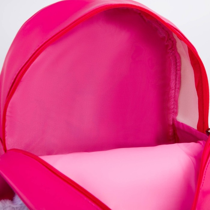 Рюкзак детский для девочки из искусственной кожи &laquo;Мишка&raquo;, с карманом из плюша. 27х23 х 10 см