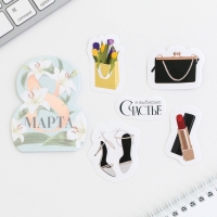 Набор: бумажные стикеры 20 л + 5 наклеек &laquo;8 марта лилии&raquo;