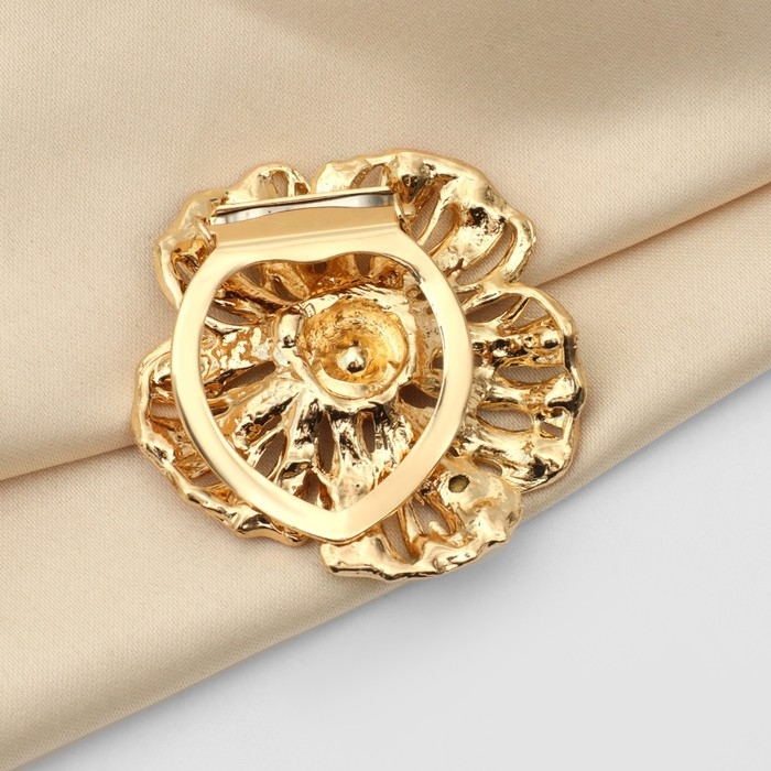 Зажим для платка &laquo;Цветок&raquo; волнистый, цветной в золоте