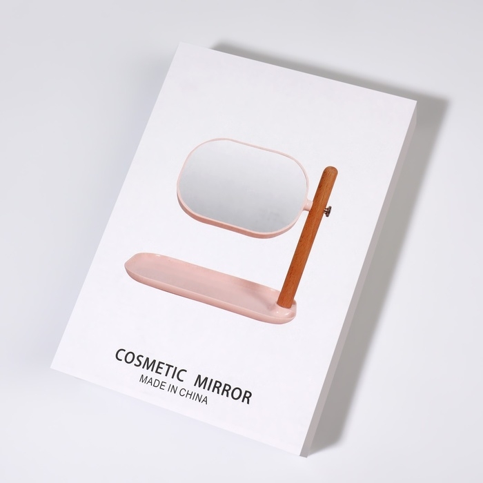 Зеркало с подставкой для хранения &laquo;Круг&raquo;, двустороннее, с увеличением, d зеркальной поверхности 14,5 см, цвет коричневый/белый