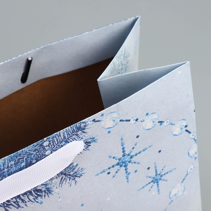 Пакет подарочный новогодний крафтовый горизонтальный &laquo;Нежность Нового года&raquo;, ML 27 х 23 х 11.5 см, Новый год