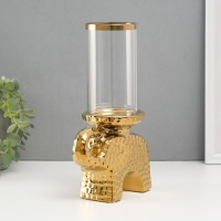 Подсвечник керамика, стекло на 1 свечу "Слон" d=8 см золото 16х10х27 см