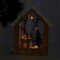 Новогодний декор с подсветкой «Домик с оленем» 18×5.5×22.5 см Новогодний декор с подсветкой «Домик с оленем» 18×5.5×22.5 см