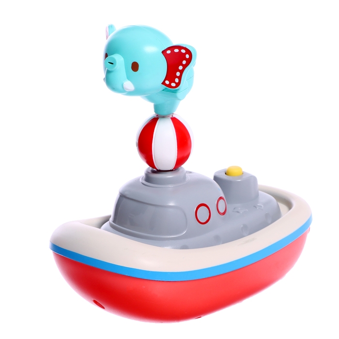 Детский фонтанчик для ванны &laquo;Зверята на кораблике&raquo;, 3 насадки, работает от батареек