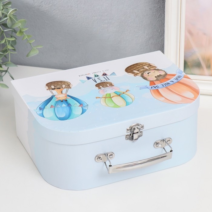 Шкатулка картон сундучок Шкатулка картон сундучок "Зверятна на воздушных шарах" 25х10х18,5 см