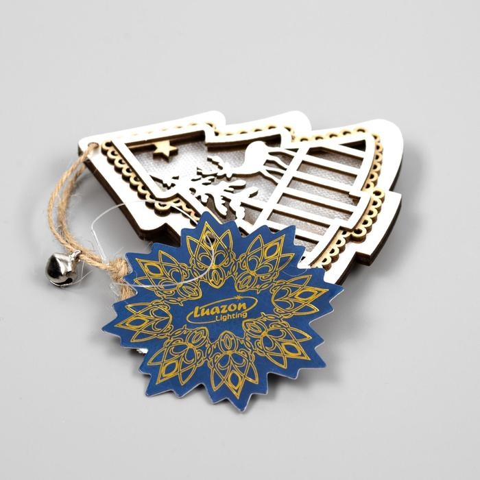 Ёлочная игрушка &laquo;Ёлочка с оленем&raquo;, от батареек, свечение тёплое белое