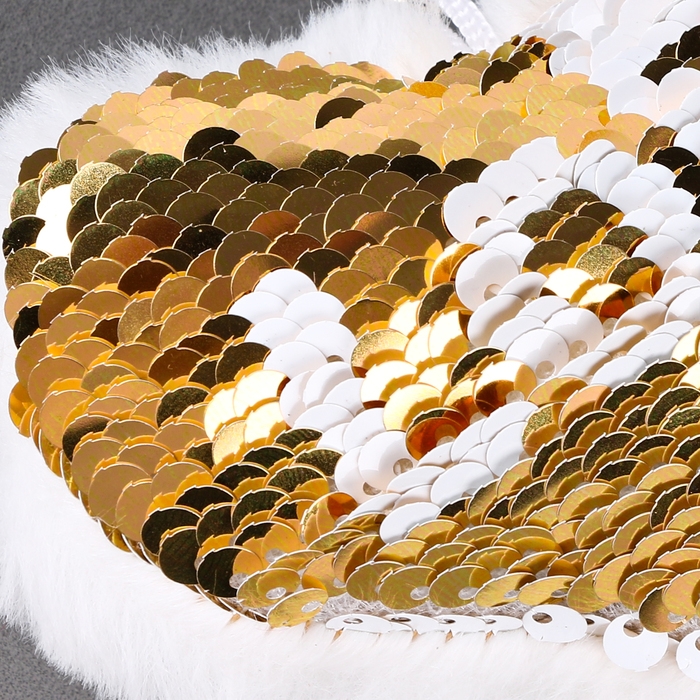 Мягкая игрушка &laquo;Сердечко&raquo; с пайетками, на брелоке, 10 см, цвет бело-золотой