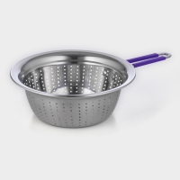 Дуршлаг из нержавеющей стали с ручкой &laquo;Эдвин&raquo;, 39&times;24&times;9 см, цвет ручки МИКС