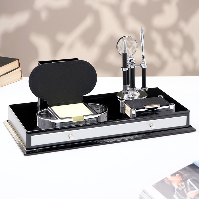 Набор настольный канцелярский 8в1 с визитницей, карандашницей, лупой и ножом для писем Набор настольный канцелярский 8в1 с визитницей, карандашницей, лупой и ножом для писем