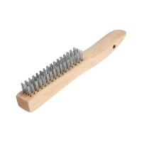 Щетка металлическая ручная ТУНДРА, закаленная проволока, деревянная рукоятка, 4-рядная Щетка металлическая ручная ТУНДРА, закаленная проволока, деревянная рукоятка, 4-рядная