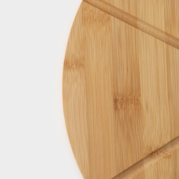 Доска для подачи пиццы Доляна, d=32 см, в комплекте с ножом, бамбук, нержавеющая сталь