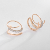 Серьги со стразами XUPING спираль созидания, цвет белый в розовом золоте Серьги со стразами XUPING спираль созидания, цвет белый в розовом золоте