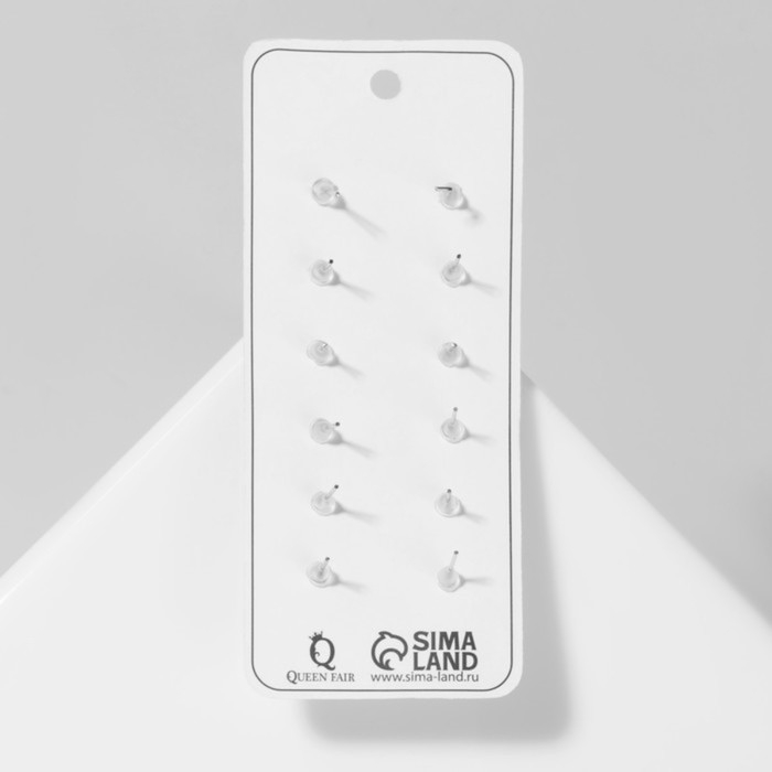 Пусеты 6 пар &laquo;Романтика&raquo; розочка, цвет чёрно-белый в серебре