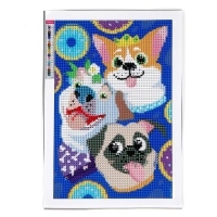 Алмазная мозаика с полным заполнением на холсте &laquo;Песики&raquo;&lrm;, 20 х 30 см