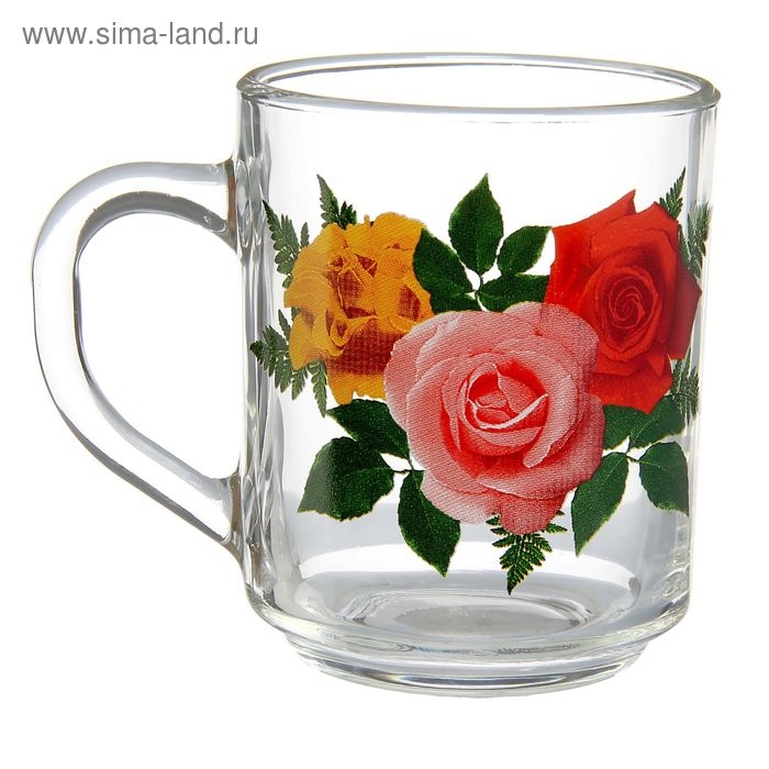 Кружка стеклянная для чая &laquo;Ассорти&raquo;, 200 мл, рисунок МИКС