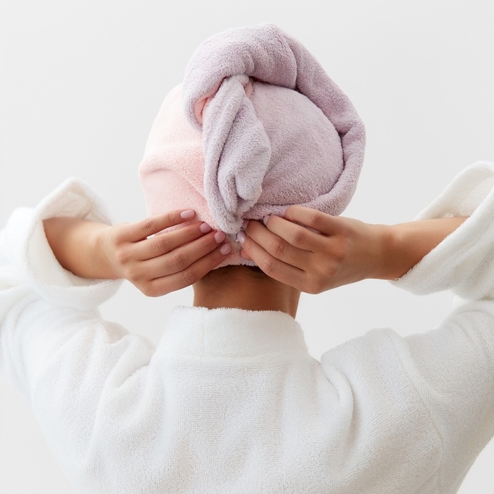 Чалма для сушки волос Этель &laquo;Двухцветная&raquo;, цв.розовый/фиолетовый, 65*25 см, 100% п/э