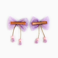 Заколки бантики новогодние &laquo;Сказочного Нового года&raquo;, на Новый год, набор 2 шт, 6 х 4,5 см