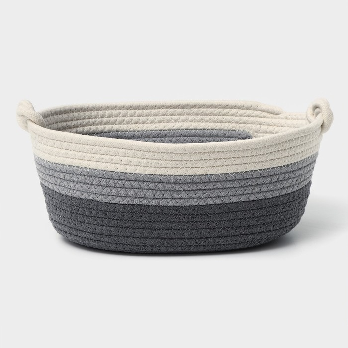 Корзина для хранения плетёная ручной работы LaDо́m &laquo;Вега&raquo;, хлопок, 32&times;21&times;12 см, цвет серый