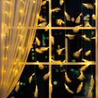 Гирлянда «Занавес» 3 × 1.4 м с насадками «Перья», IP20, прозрачная нить, 80 LED, свечение тёплое белое, 8 режимов, 220 В Гирлянда «Занавес» 3 × 1.4 м с насадками «Перья», IP20, прозрачная нить, 80 LED, свечение тёплое белое, 8 режимов, 220 В
